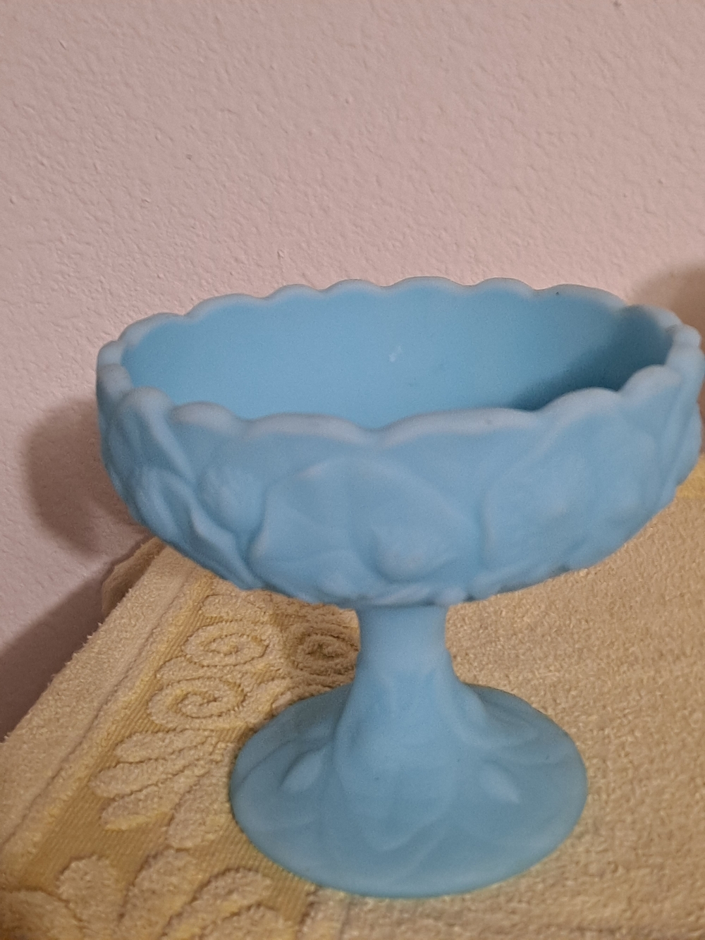 Blue Milk Glass Covered Compote Candy Dish - Picture 4 of 8